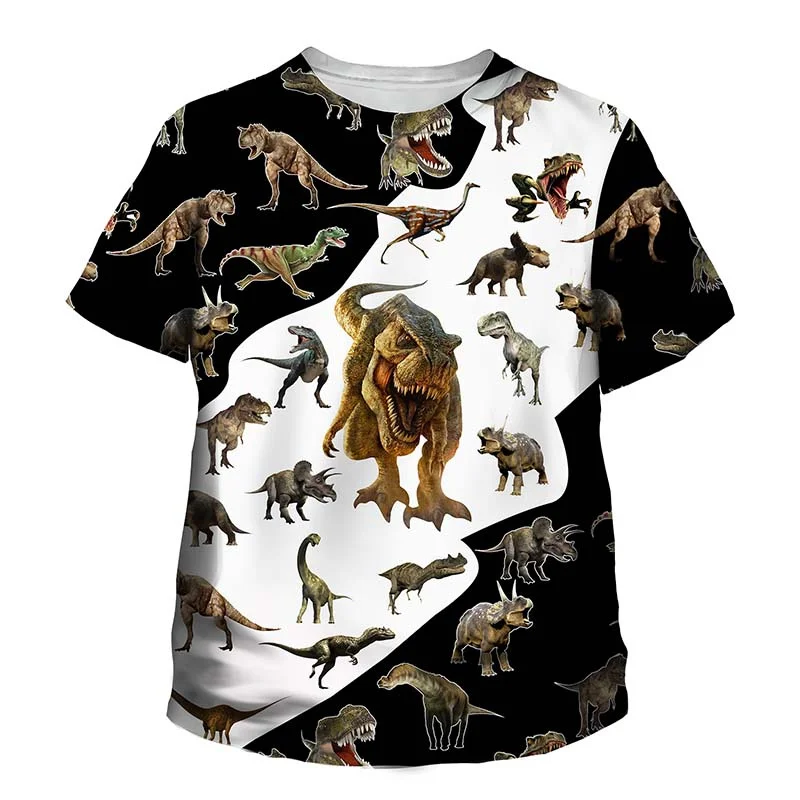 New Reptile Dinosaurs Printed T Shirt Men Women Casual Loose Short Sleeve Summer Fashion Black Tshirts Personality Kid Tees Tops