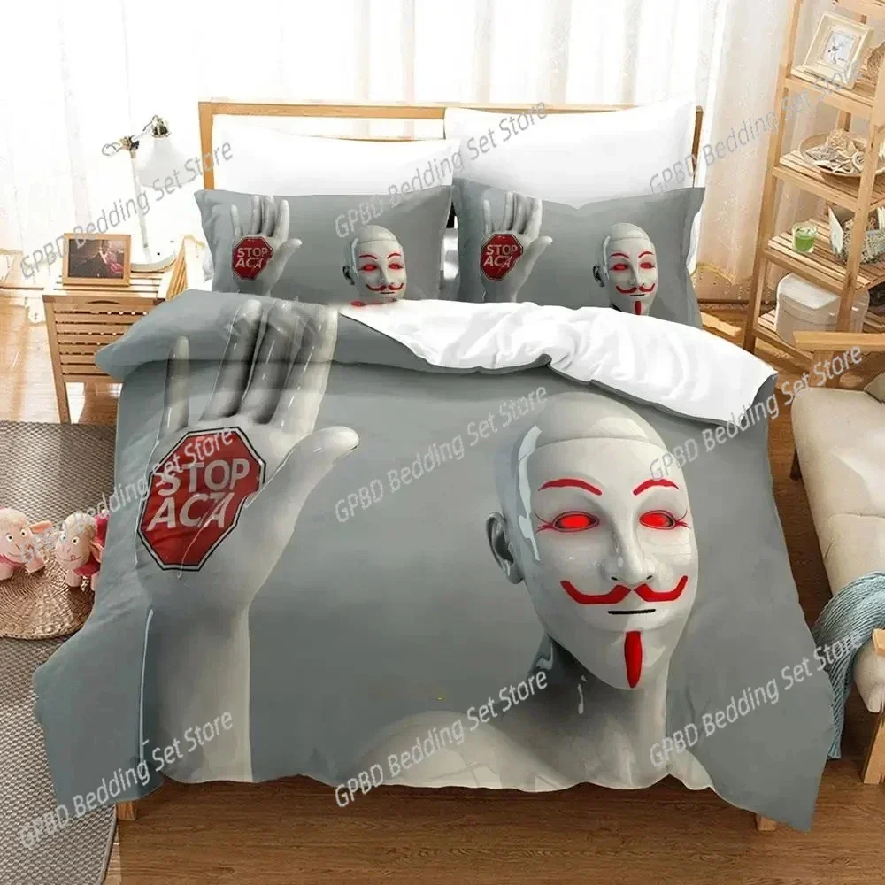 

Personality Technology Anonymous Bedding Set Boys Girls Twin Queen Size Duvet Cover Pillowcase Bed Boys Adult Home Textileextile