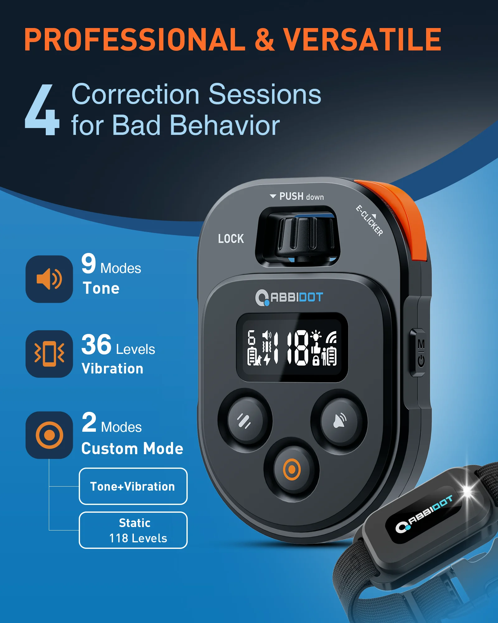 Training Clicker Dog - طوق تدريب الكلاب ABBIDOT T60 2