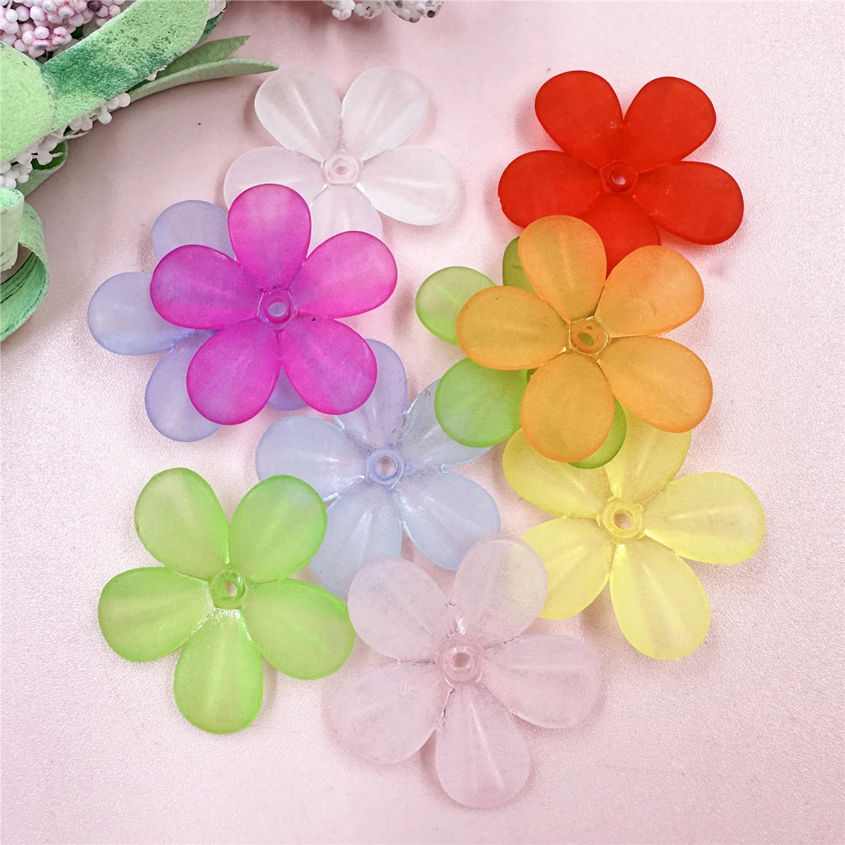 10pcs 28.5mm Five Petals Flower Loose Beads Handmade Material DIY Hairpins Jewelry Accessories