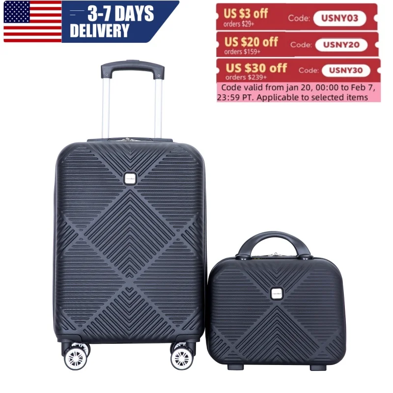 2 Piece Carry on Luggage Set, Airline Approved 20 Inch Luggage with Cosmetic Case，Hard Shell Suitcase with Spinner Wheels