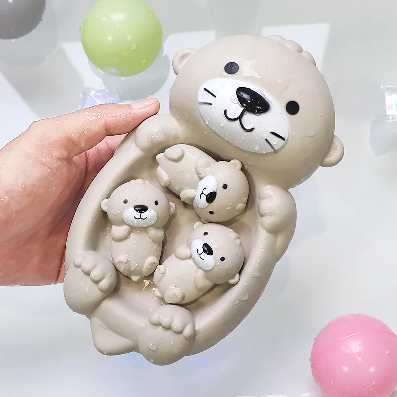 Baby Bath Toy Cute Animals Floating Otter Water Play Toys Bathroom Swimming Pool Game Interactive Squeeze Bathtub Toy for Kids