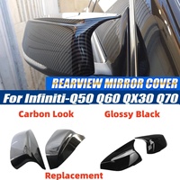 Car Rear View Mirror Cover Side Wing Cap For Infiniti Q50 Q50S Q70 Q60 QX30 2016 Door Mirror Caps Cover Shell Replacement