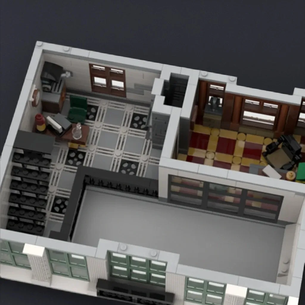 2713 stücke MOC Städtischen Architektur Ziegel Bank Ohne Ecke 32x32 Klassische Finanz Gebäude DIY Bausteine Geburtstag Spielzeug geschenk