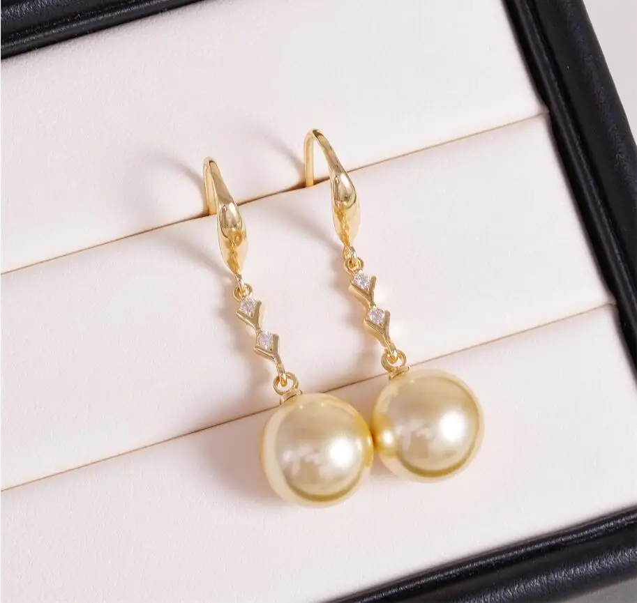 

Очаровательные огромные 16 мм золотые серьги с черным жемчугом и ракушками Южного моря, серьги из стерлингового серебра 925 пробы для женщин, серьги с жемчугом