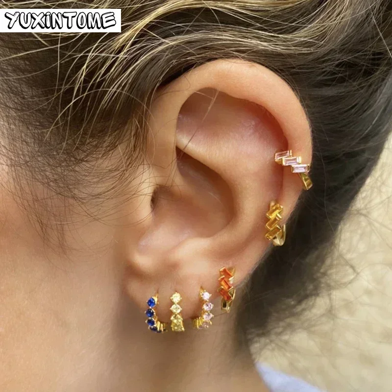 925 Silver Needle Orange Yellow Crystal Zircon Stud Earring for Women Enamel Smiling Chili Piercing Earring Birthday Jewelry