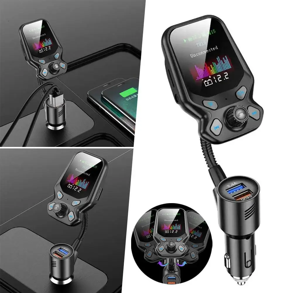 

Wireless FM Transmitter Auto Bluetooth 5.0 Receiver FM Transmitter Fast Charging MP3 Player Radio Adapter USB 2.4A Charger Kit