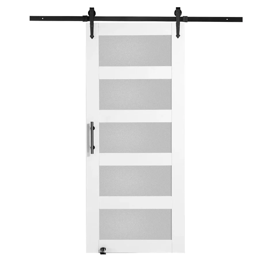 

Barn Door and Hardware Kit 36 x 84 Wood and Glass Sliding Barn Door Smoothly and Quietly Barn Door Kit with 8in1 Floor Guide a
