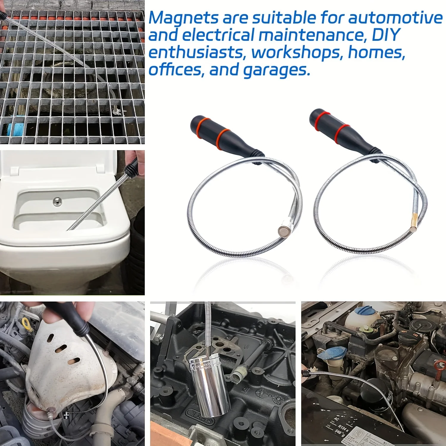 Flexible Magnetic Pickup Tool Bendable Snake Pickup Bendable Suction Bar for Locate Falling Objects Reach Sink Drains Pick Up