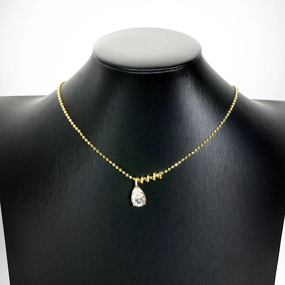 Onnelik 3/5CT Teardrop Moissanite Pendant Necklace 925 Sterling Silver White/Yellow/Rose Gold Plated Fine Jewelry Gift for Women