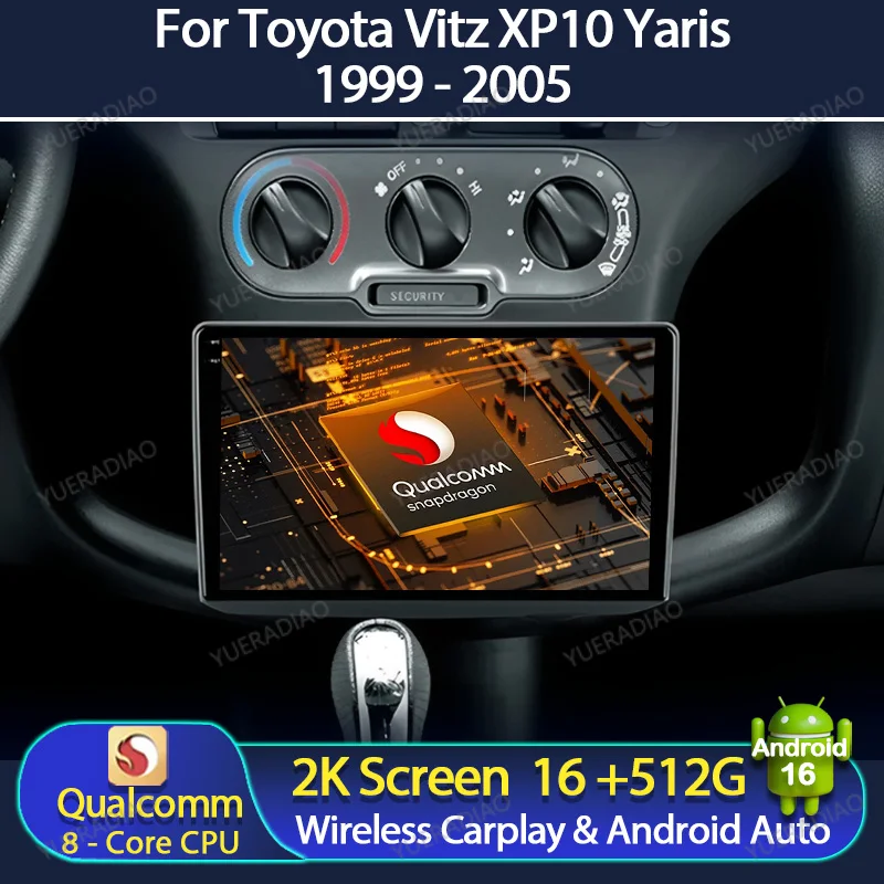 Radio para Auto Android 16 para Toyota Vitz XP10 Yaris Platz Echo 1999 - 2005, Bluetooth, Unidad Principal, Carplay, GPS, Navegación, DVD
