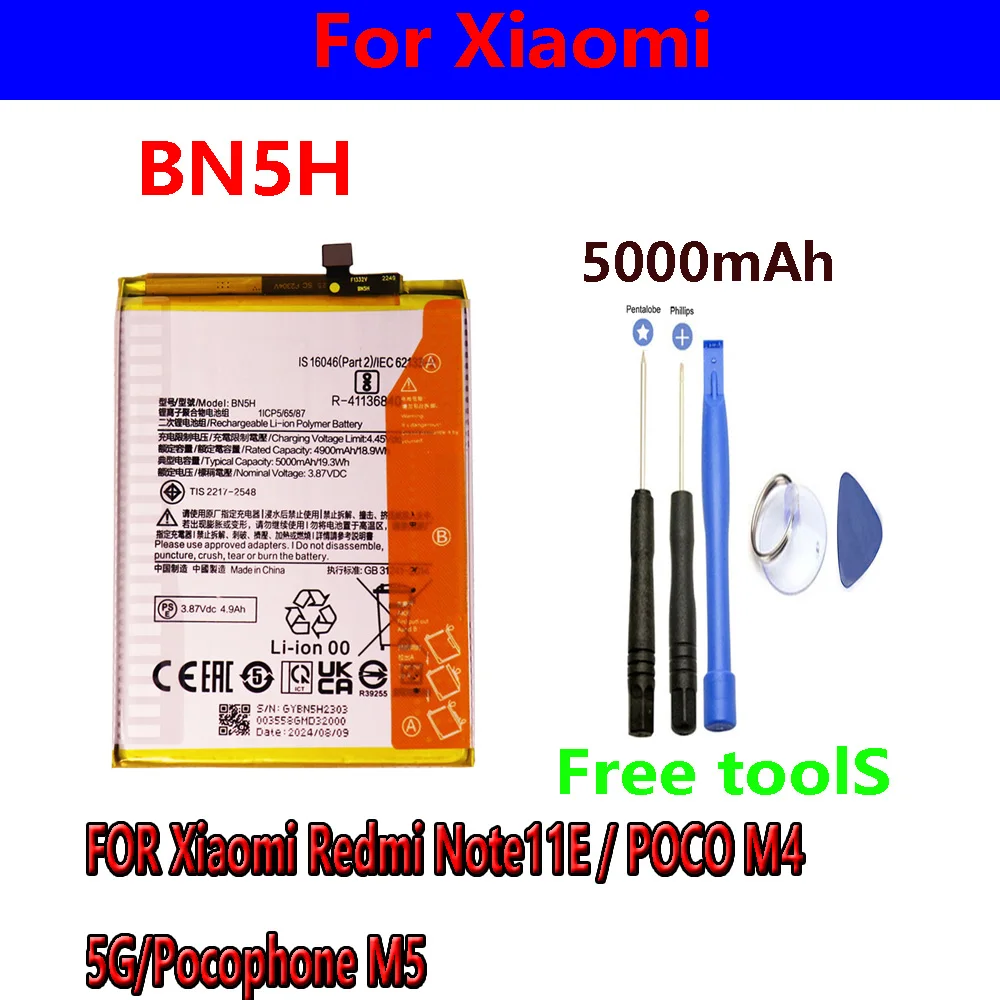

High Quality Original Cell BN5H Battery FOR Xiaomi Redmi Note11E / POCO M4 5G/Pocophone M5 xiao mi +Tools