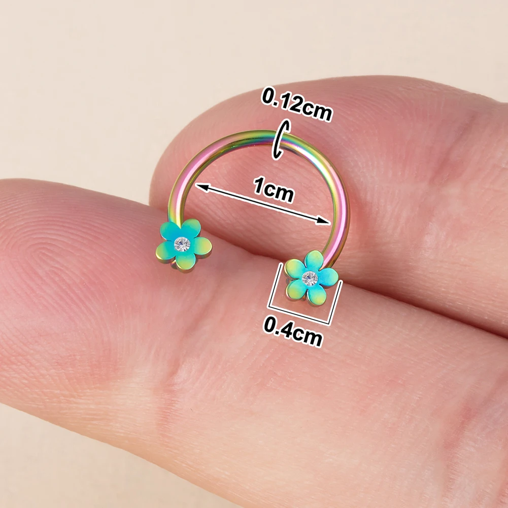 1pc Star Heart Flower CZ Septum Pierc Nose Ring Cartilage Tragus Helix Lip BCR Circular Hoop Piercing Jewelry 16G Free Shipping