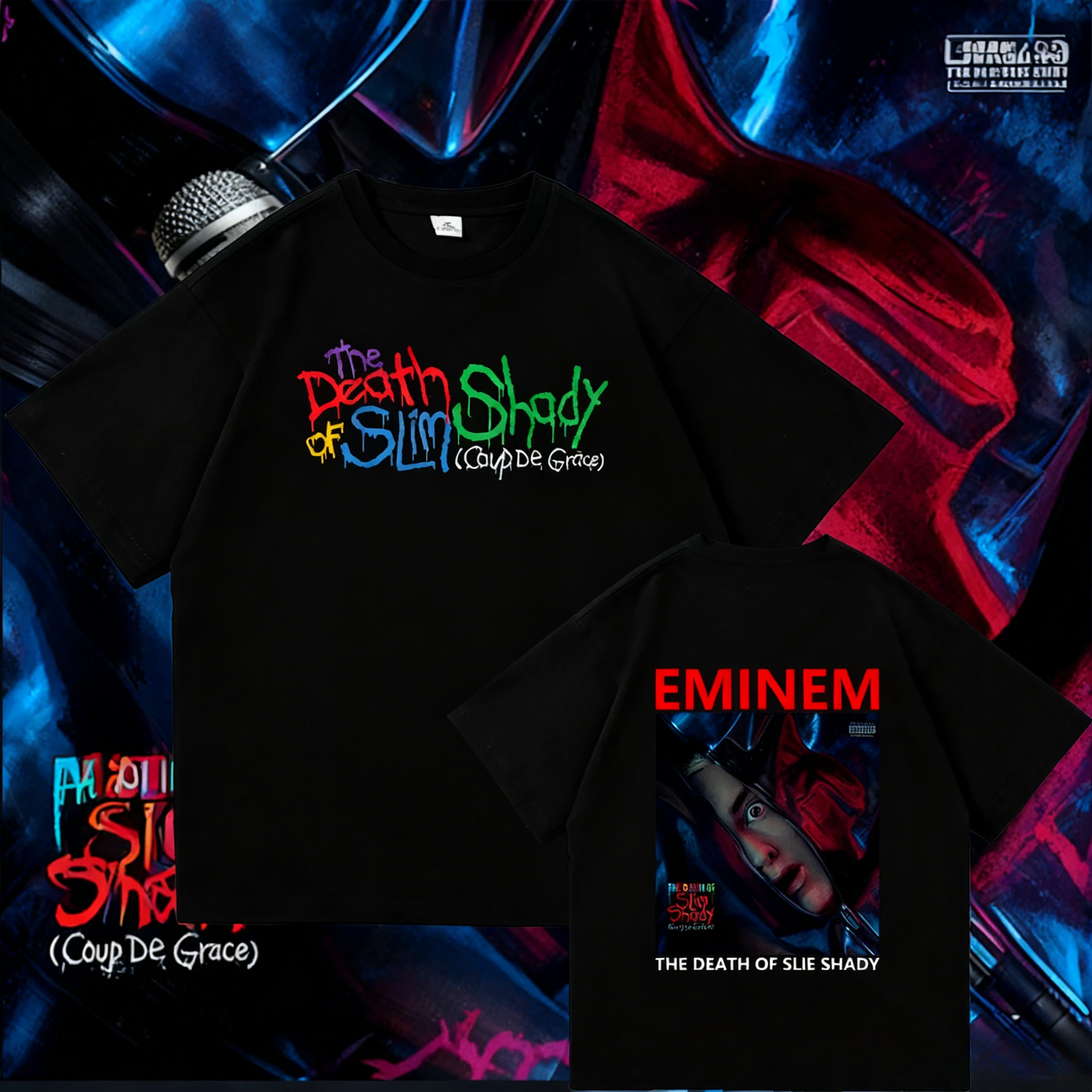 2025-26 ايمينيم موت سليم شادي تي شيرت موضة المرأة الجمالية الجرافيك تي شيرت للجنسين عالية الجودة ريترو تي شيرت