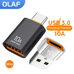 10A OTG Adapter USB 3.0 na USB typu C żeński na męski Adapter szybkiego ładowania OTG USB C do Xiaomi Samsung Laptop PC