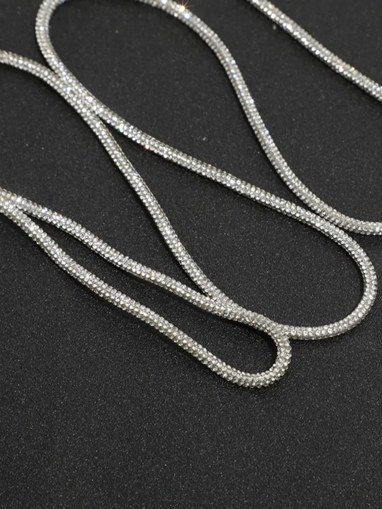 Tube rond de garniture de biscuits, ficelle de cristal brillant, ficelle de proximité Bling, lacets lumineux de bricolage, matériel de sangle de sac, décoration, 2 mètres