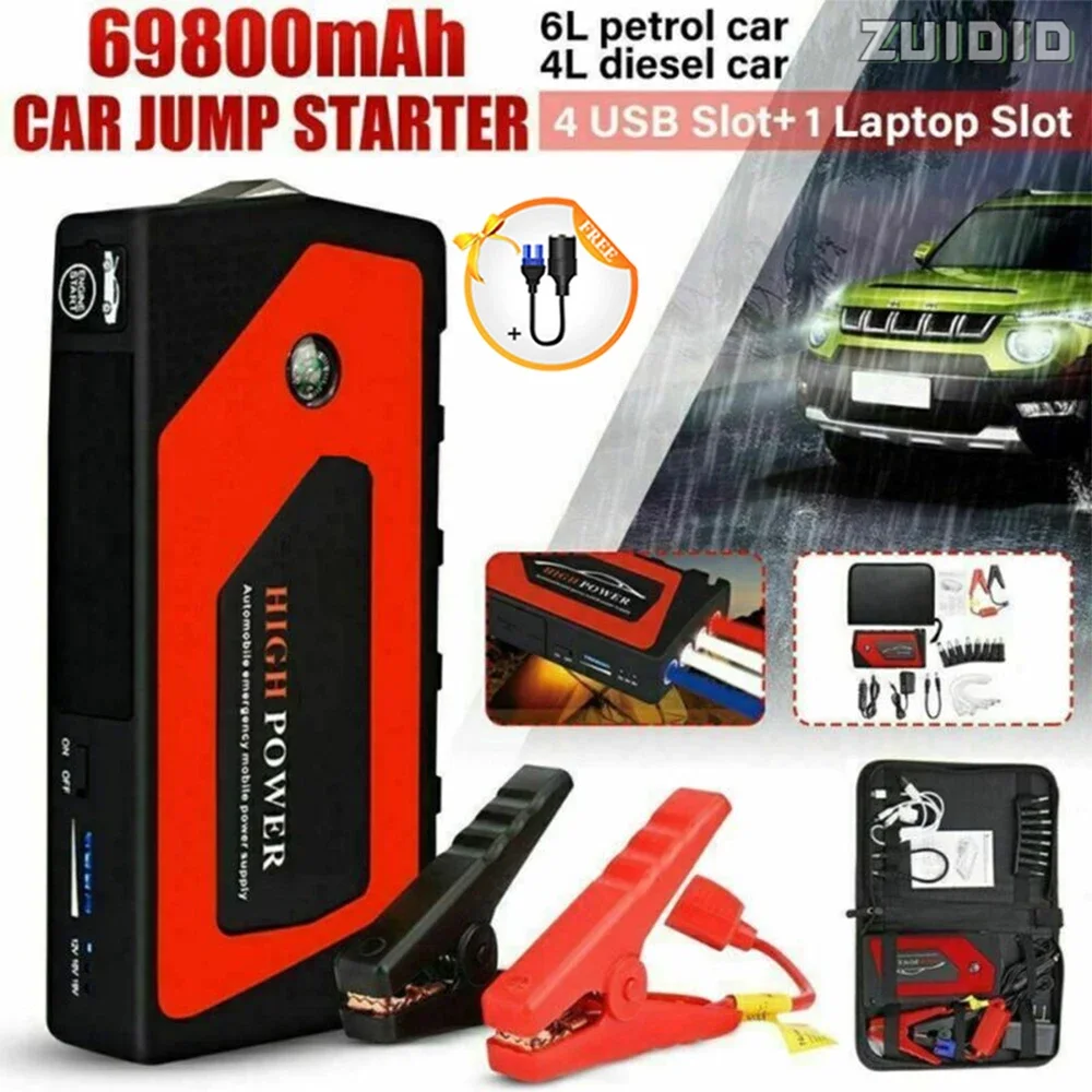 Portable Car Jump Starter Power Bank 69800mAh 12V Automobile Battery Charger Emergency Powerbank Articles For Cars Accsesories