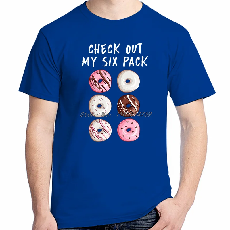 Funny Graphic T Shirts Check Out My Six Pack Doughnut Cotton Short Sleeve T-Shirts New Shirts And T-Shirts Fashion Print T Shirt