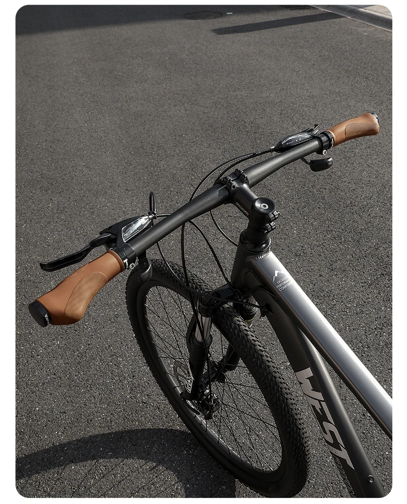 WEST BIKING Ergonomische Lock-On Fahrradgriffe Rutschfester TPR-Gummi Stoßdämpfender Lenkergriff für Mountainbikes und Pendlerfahrräder Braun – Detail 15