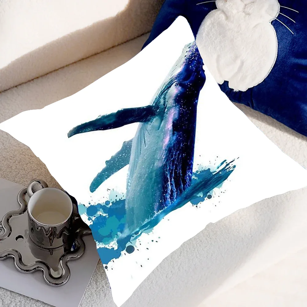 Наволочка с китами, наволочка, квадратная комната, диван с для домашнего использования, плюшевый милый чехол для подушки