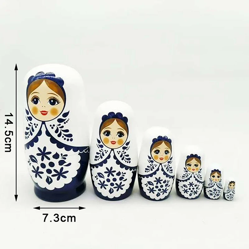 Six-layer Girl Russian Nesting Doll Children's Wooden Toy Craft Gift Birthday Christmas Gift Wooden Handmade Doll
