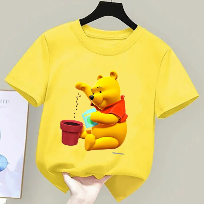 

Winnie the Pooh Printed Children's Short Sleeved Round Neck T-Shirt For Boys and Girls Aged 2-12 Casual Street Fashion Top