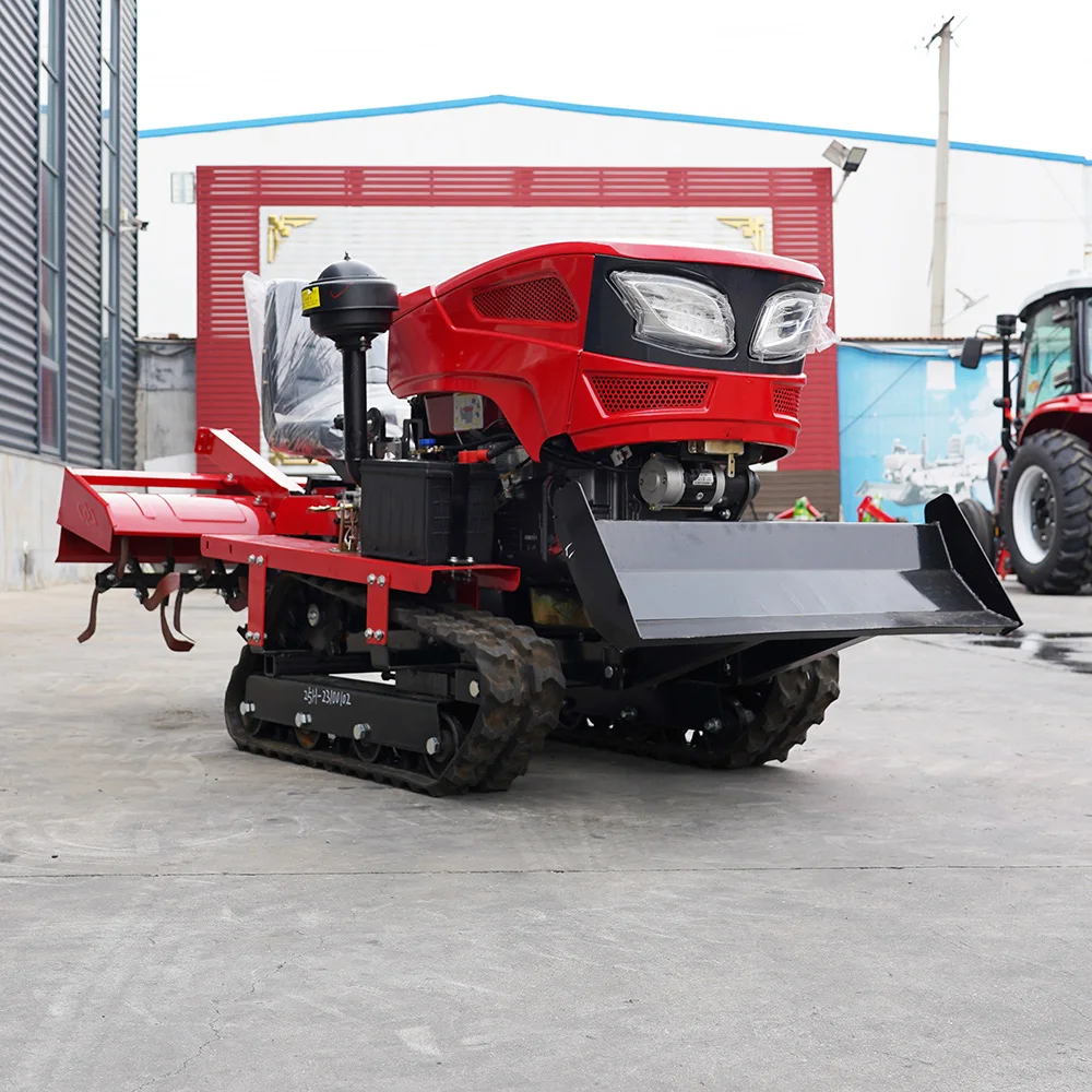 Power agricultural farming rotavator rotary tiller crawler tractor mini crawler cultivator