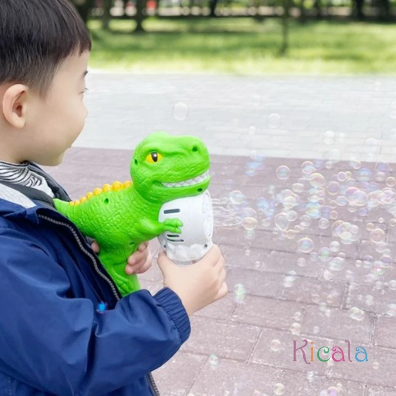 Dzieci dinozaur bańka automatyczna dmuchawa zabawki Tyrannosaurus pistolet do baniek mydlanych dzieci mydło wodne zabawki prezent urodzinowy na świeżym powietrzu
