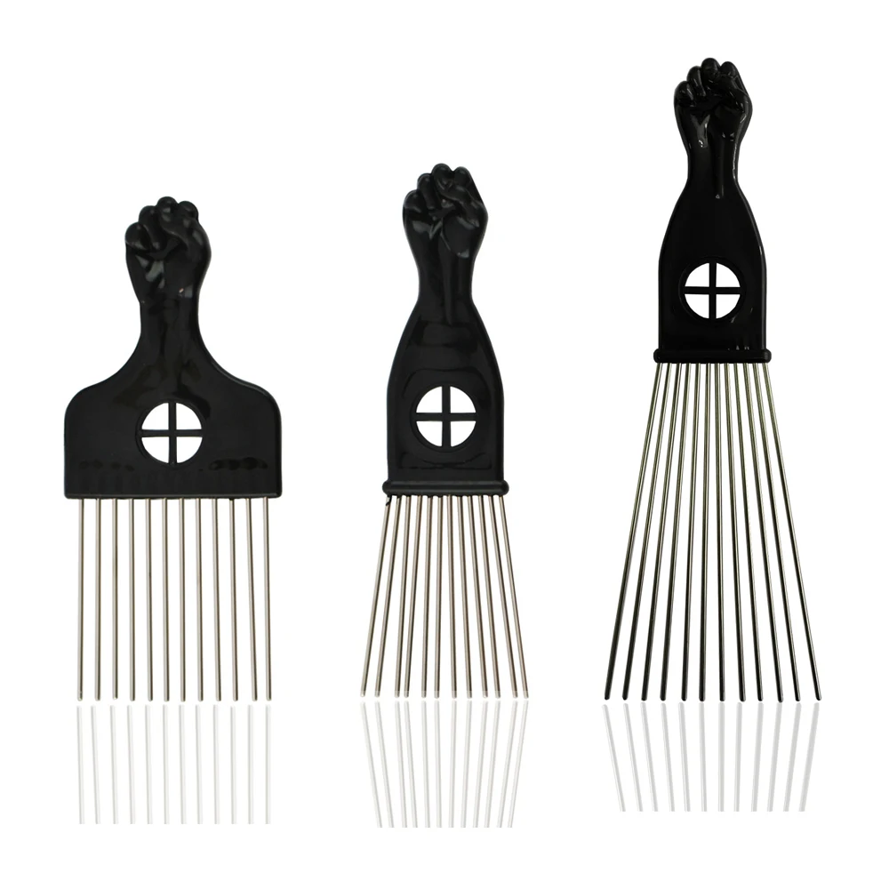 Black Metal African American Pick Comb Hair Combs Hair Comb for Hairdressing Styling Tool Salon Barber Shop