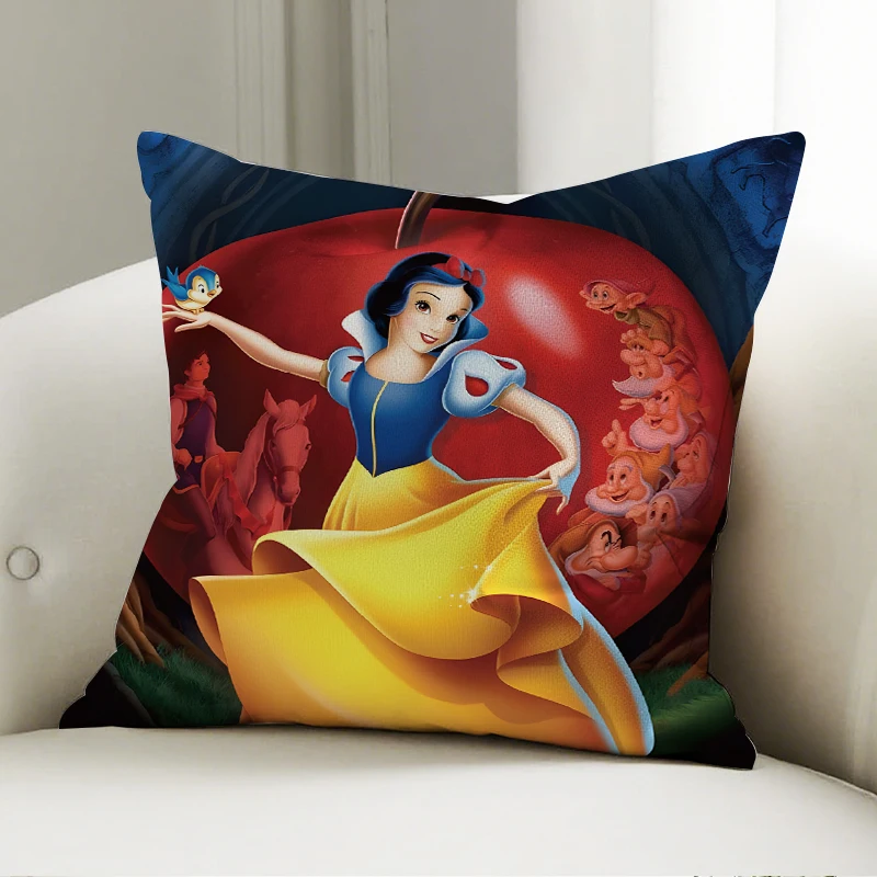 

Disney Snow White Pillow Cover Apple & Dwarfs Pattern Decorative Cushion Sofa Bedroom Home Decor Kids Gift