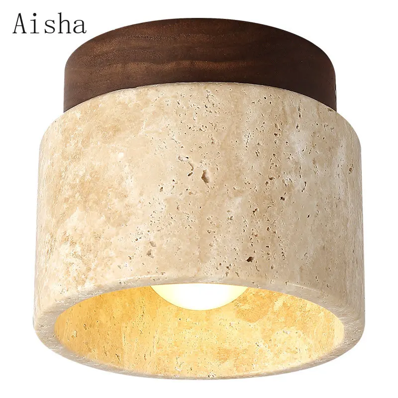 

Wabi-sabi Retro Ceiling Lamp Nordic Porch Balcony Yellow Cave Stone Ceiling Light for Home Corridor Restaurant Decoration Lamp