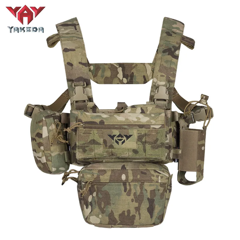 YAKEDA Tactical Chest Rig with 5.56/7.62 Magazine Pouch Holder, Pistol Pouch, Wing Pouch, Molle Dangler Pouch