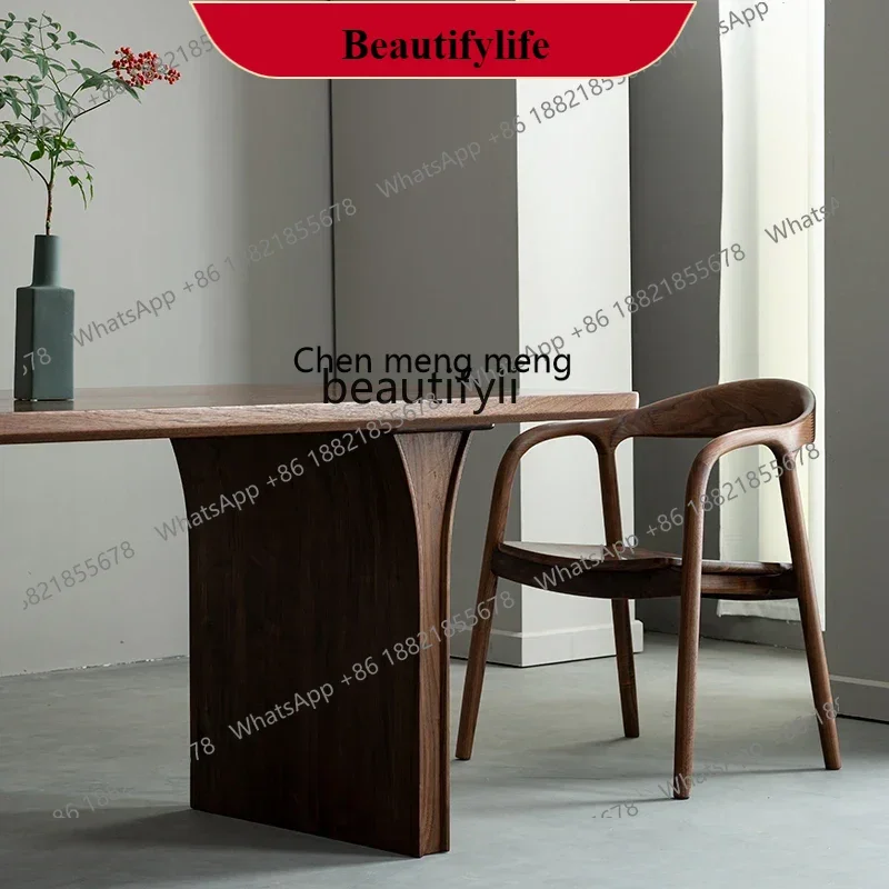 G153 North American black walnut solid wood dining table restaurant long table island platform Nordic solid wood large board des