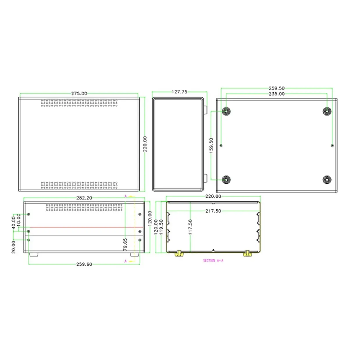 T1419C Tools-Metal DIY Junction Box Electronics Enclosure Box Outdoor Indoor Electronic Module Instrument Housing Box 275x220x12
