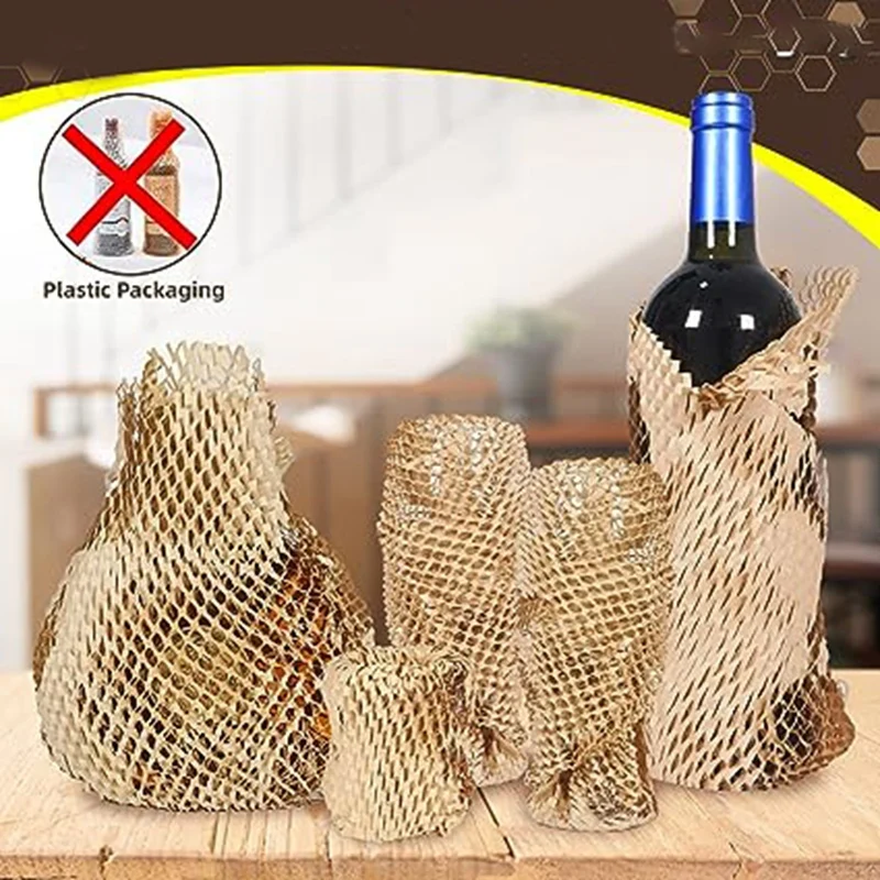 1PCS Floral Packaging Kraft Paper Degradable Anti-Collision Grid Honeycomb Wrapping Paper 30Cmx50 Meters