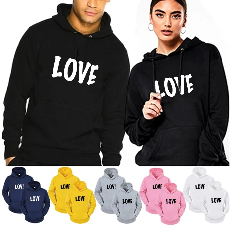 High Street Sports Love Printed Hoodie Spring Autumn Tracksuit Casual New Hoodies Harajuku American Cotton Unisex Couple Clothes