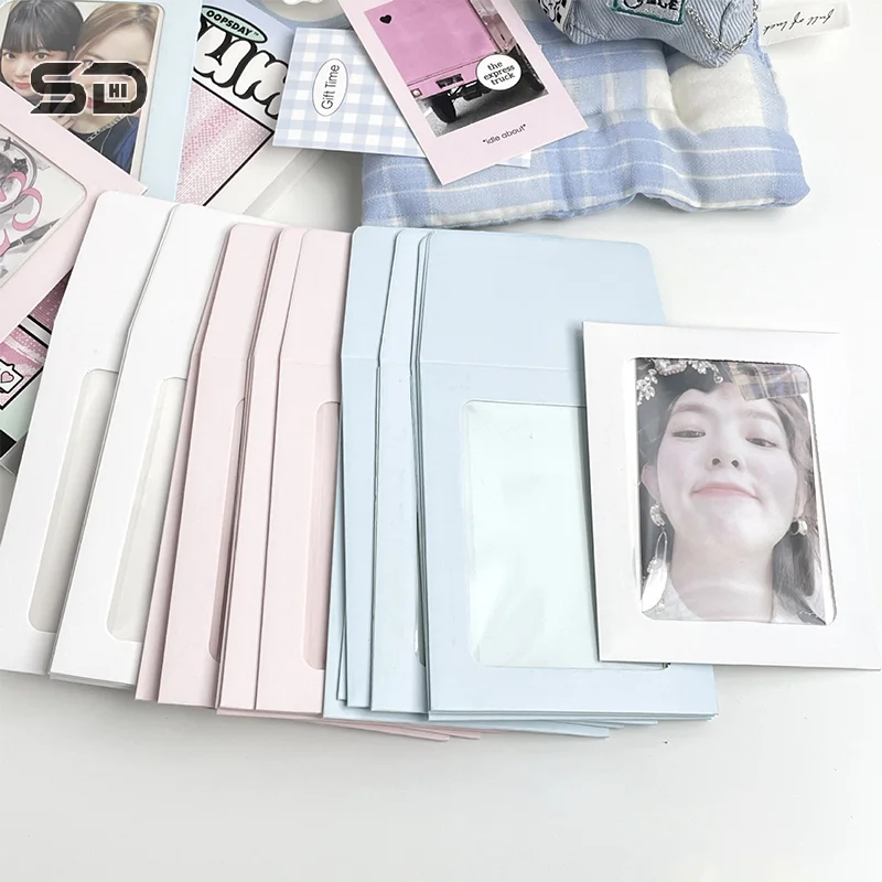 10Pcs Korean Ins Cream Color Transparent Window Card Holder Kpop Idol 3 Inch Photo Card DIY Storage Bag Kawaii Girl Card Sleeve