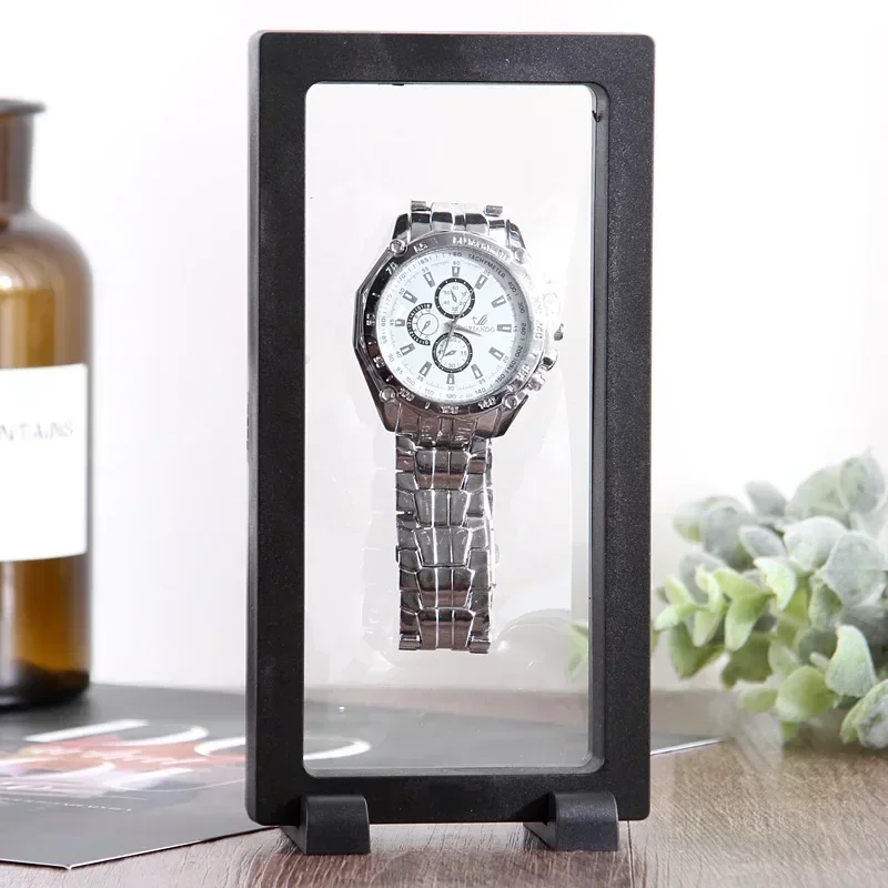 PET Thin Film Jewelry Display Stand Box Floating Picture Frame Holder Jewelry Earring Rings Bracelet Watch Stone Display Case