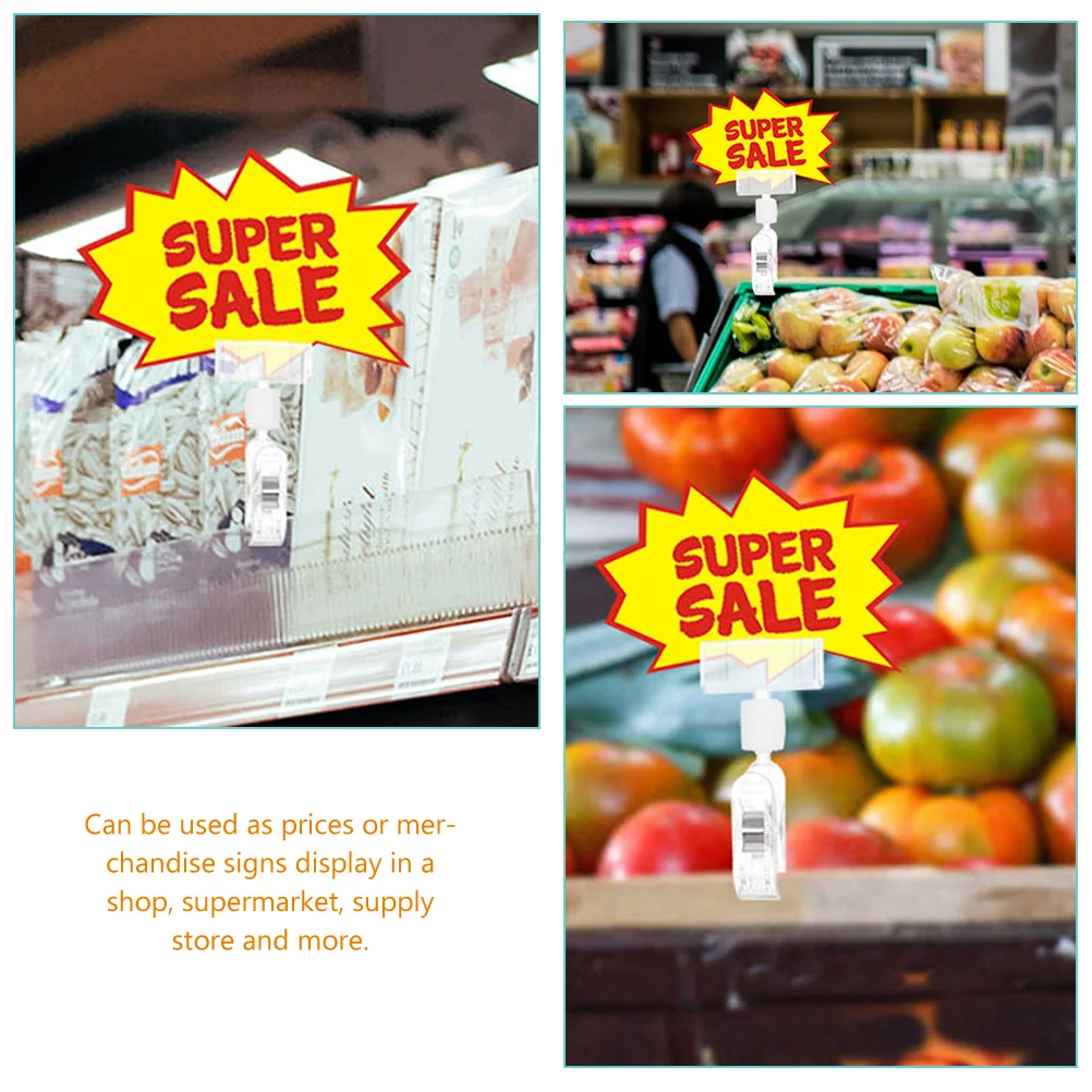 10 Pcs Price Tag Clip Sign Holder Retail Display Label Holder Merch ise Price Clips Tag Folder Plastic Lightweight Proper Size