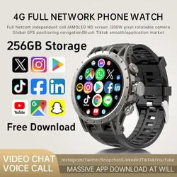 4G Full Network Android 9.0 4G Smartwatch 1.43'' Amoled Screen Display 16GB+256GB GPS WIFI Video Call Rotary Camera Smart Watch