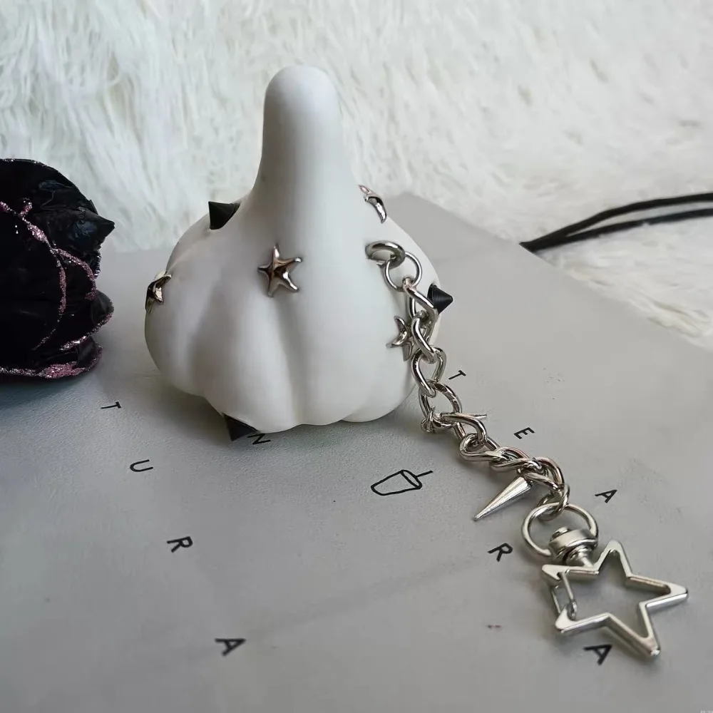 Y2K Simulation Fruit Keychain Lolita Harajuku Star Rivet Bag Charm chili pepper Vegetable Pu Fruits Bag Pendant