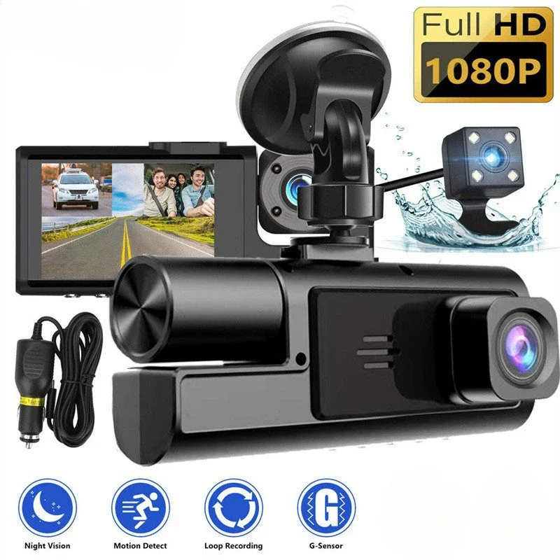 Dash Camera Car Dvr Loop Recording Cam Channel Black Box G-sensor Dashcam 170° Wide Angle 2 Inches Reversing Video 1080P Parts