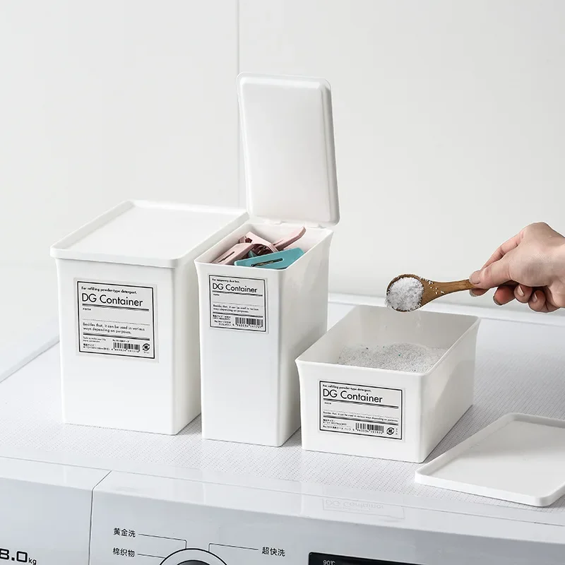 1 Pcs Washing powder storage box with lid, plastic drawer, cabinet, separate box, flip cover, desktop, miscellaneous sorting box image 3