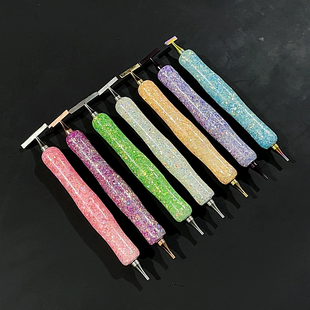 HOMFUN Shiny Diamond Painting Pen，Color Embroidery Threaded Dot Drill Tool，Metal Screw Thread Tips Accessories