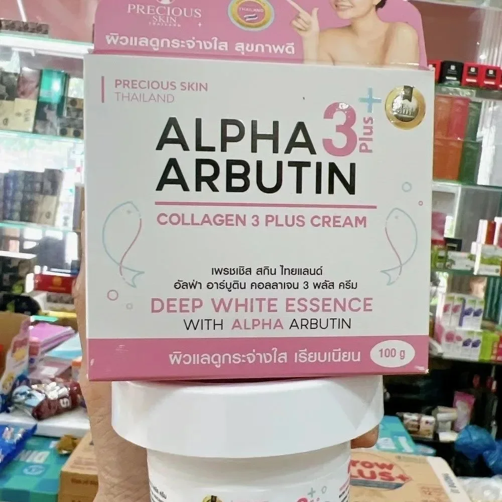 Kem dưỡng kích trắng cơ thể Alpha Arbutin Collagen 3 Plus 100g Thái Làm trắng da Giảm đốm đen Ức chế sẹo mụn melanin