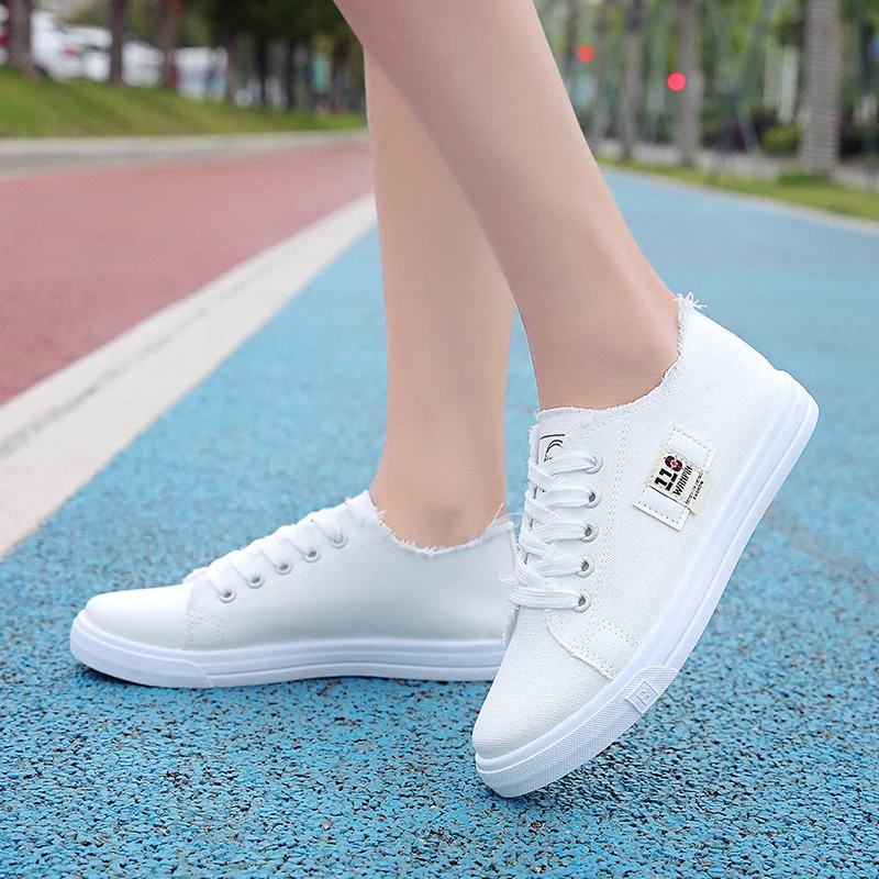 Spring Summer Women Canvas Sneaker Low Top Denim Sneakers Ladies Lace-Up Flat Canvas  Board Shoes Female sapatos femininos