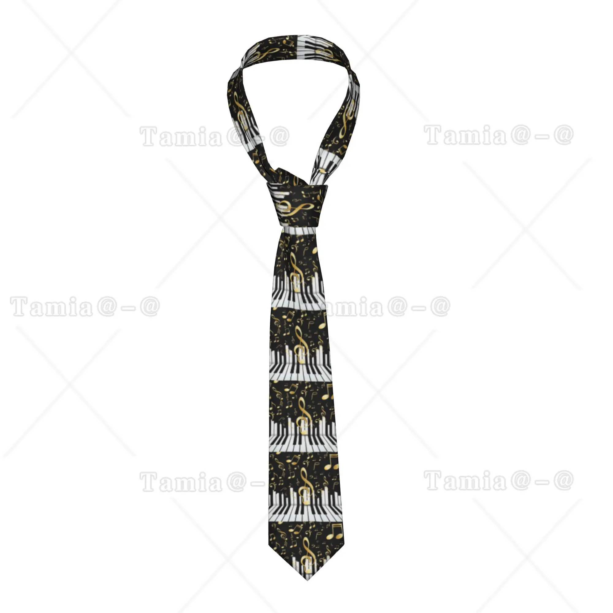 Formal Music Note Piano Pattern Neck Tie Men's Personalized Silk  Neckties for Business Gravatas