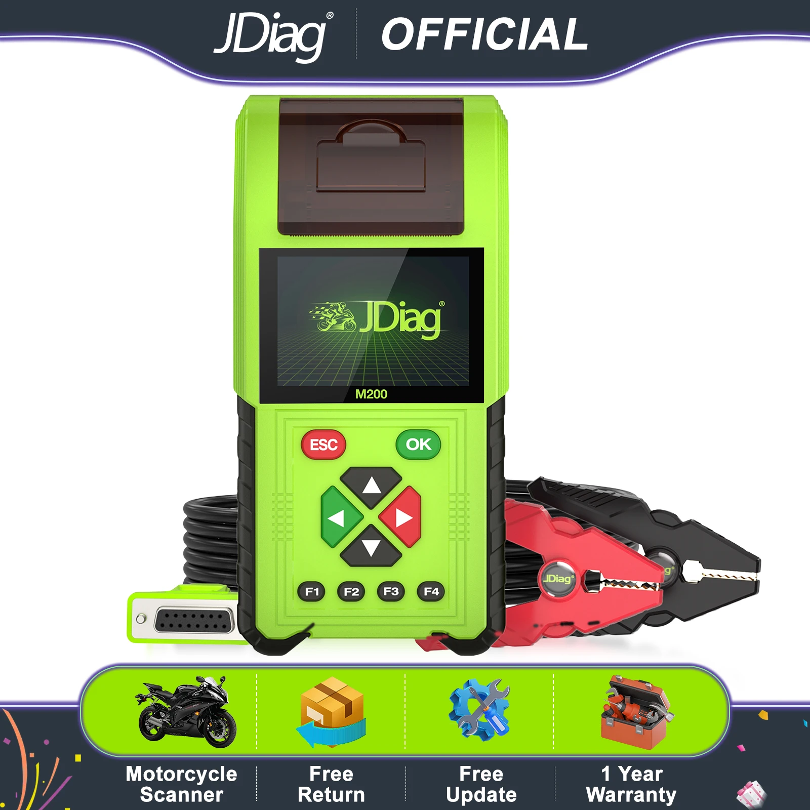 

JDiag M200 мотоциклетный диагностический сканер OBD2 Moto Fault Code Reader тестер батареи Motoscan Tool для BMW Yamaha Kawasaki Honda