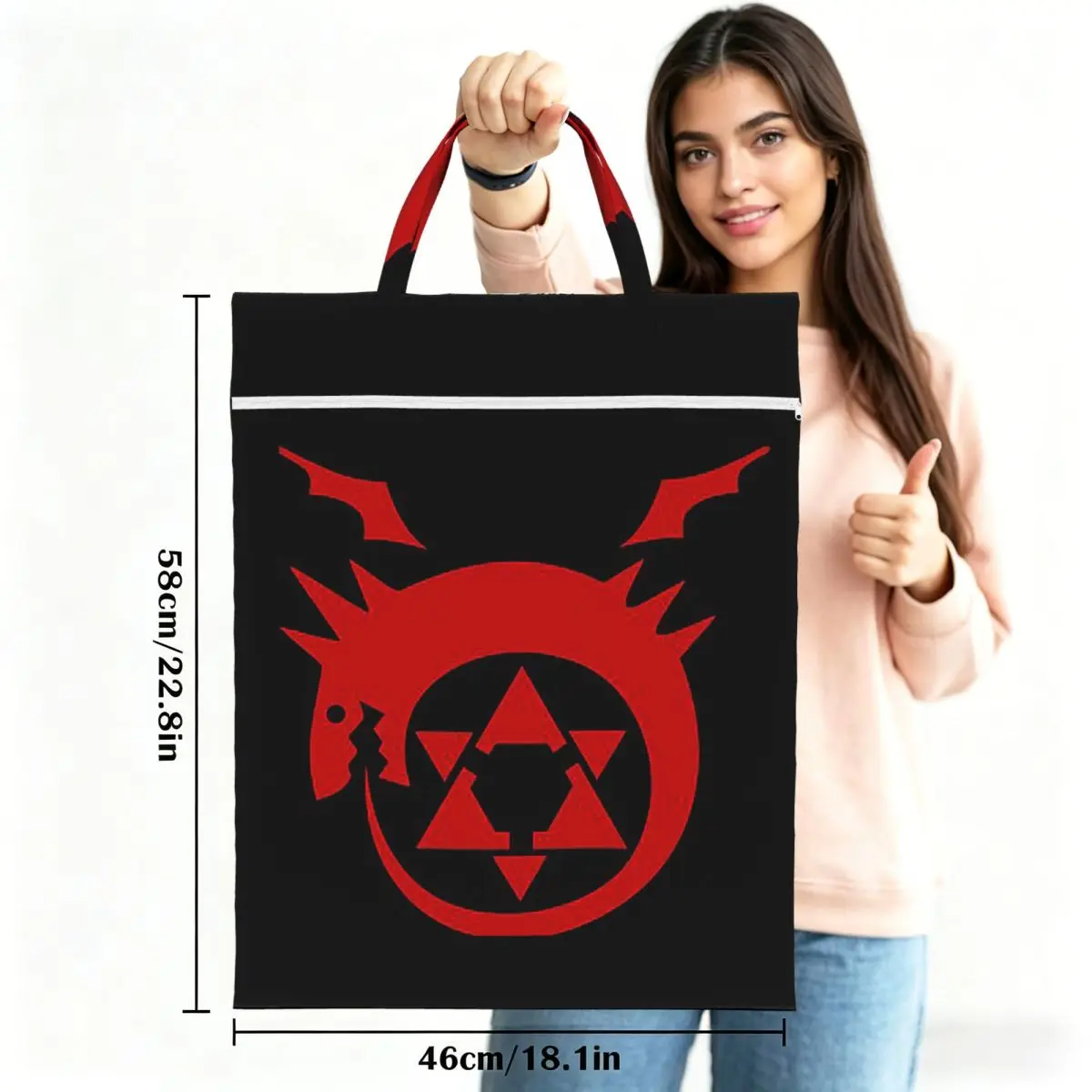 Fullmetal Alchemist Ouroboros Homunculus Symbol Travel Laundry Bag Waterproof Reusable Dirty Clothes Pouch Gym Washing Basket