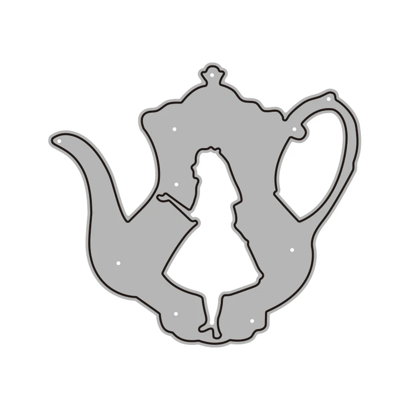 Alice In Teapot Metal Cutting Dies Disney Die Cuts for Diy Scrapbooking Album Paper Cards Making Decoration Crafts Template 2022